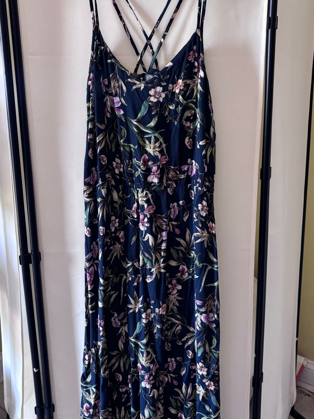 Etam Navy Floral Strappy Maxi Dress